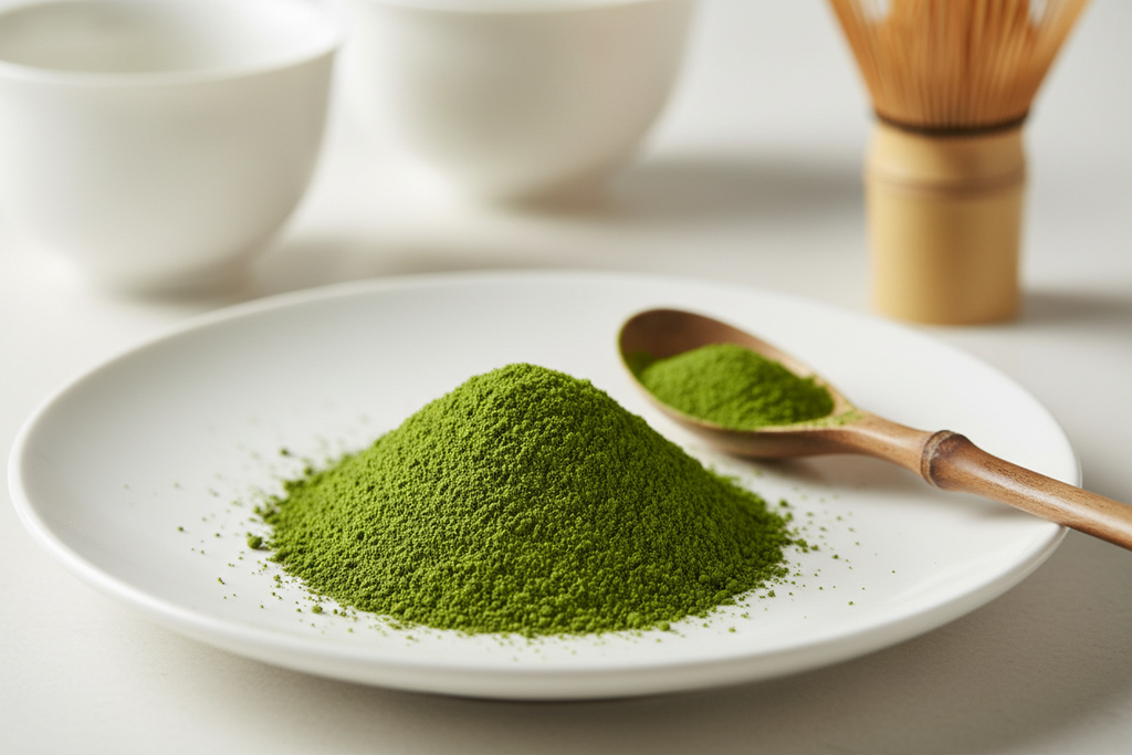 vibrant green matcha powder